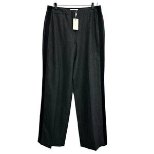 Jason Wu Wide Leg Trouser Pant Women 12 Dark Flint Melange Gray‎ Pure New Wool